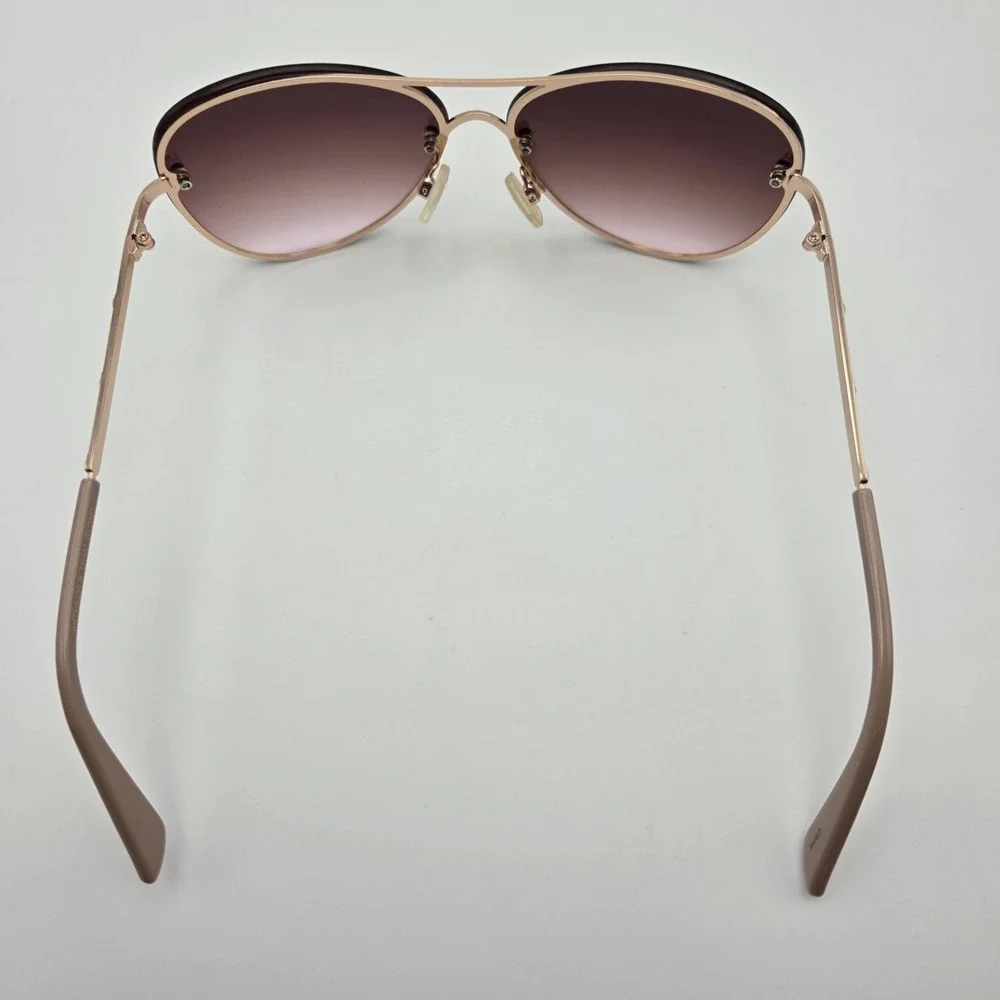 Tahari Women's Aviator Sunglasses Rose Gold Rose Pink Gradient Lenses Crystals